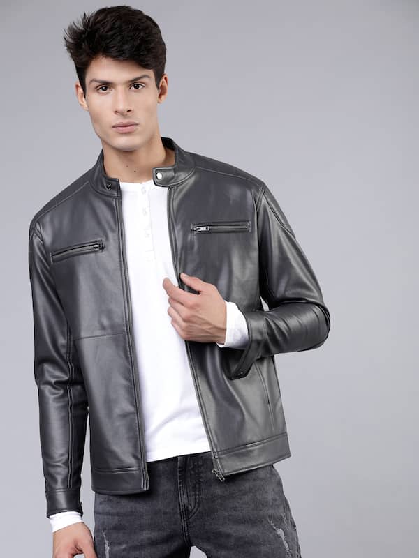 Mens Clothing Jackets Leather jackets Grey for Men AllSaints Jones Leather Biker Jacket in Black 