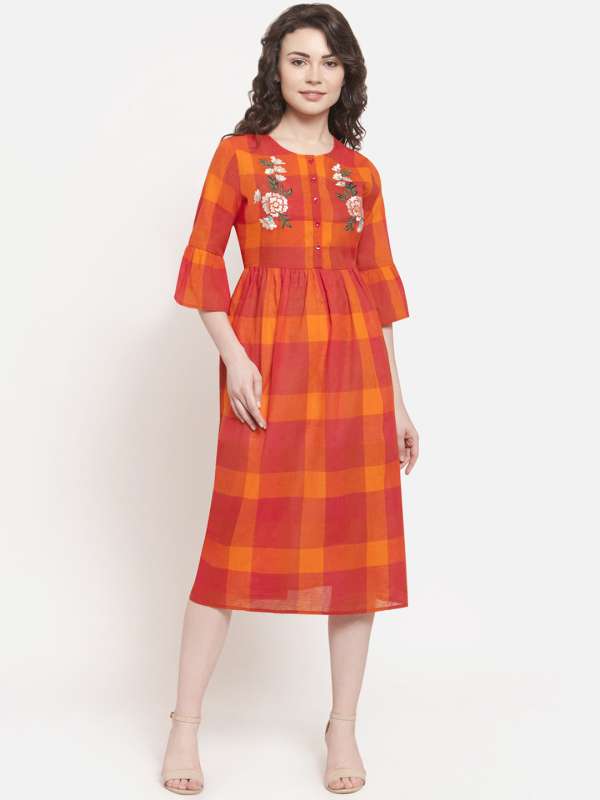 orange traditional dresses