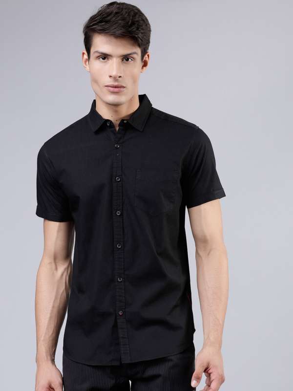 Black Half Sleeve Shirts Buy Black Half Sleeve Shirts Online Myntra