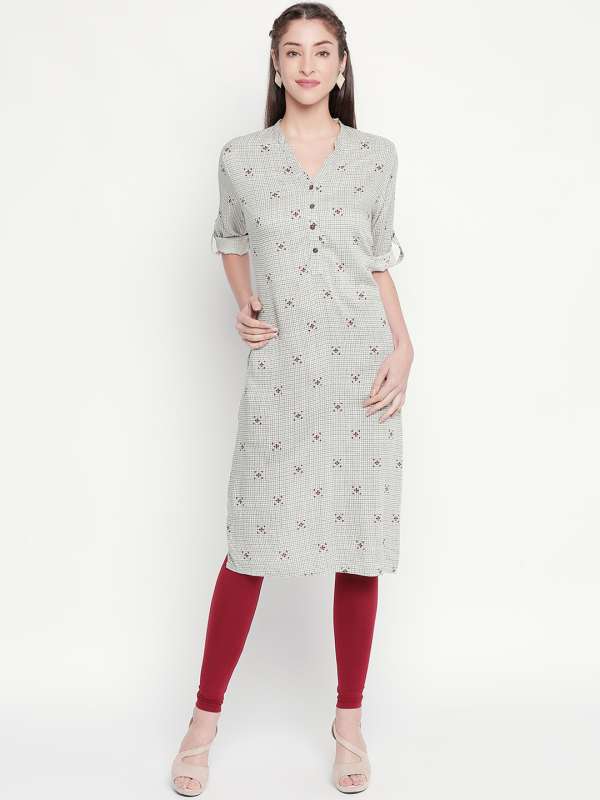 RANGMANCH BY PANTALOONS Women Off-White Woven Design Kurti with Palazzos  Price in India, Full Specifications & Offers