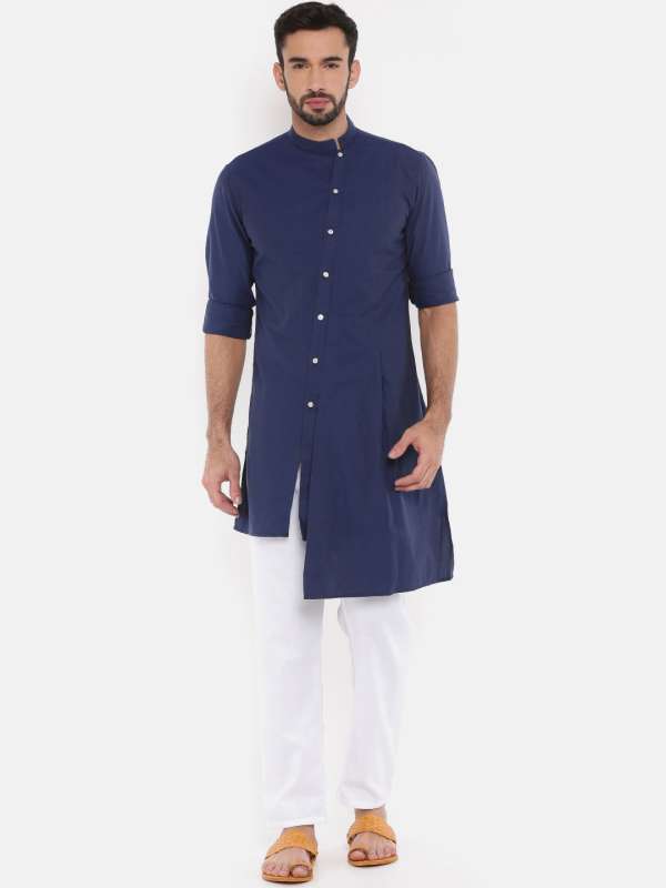 Myntra navy blue kurta deals