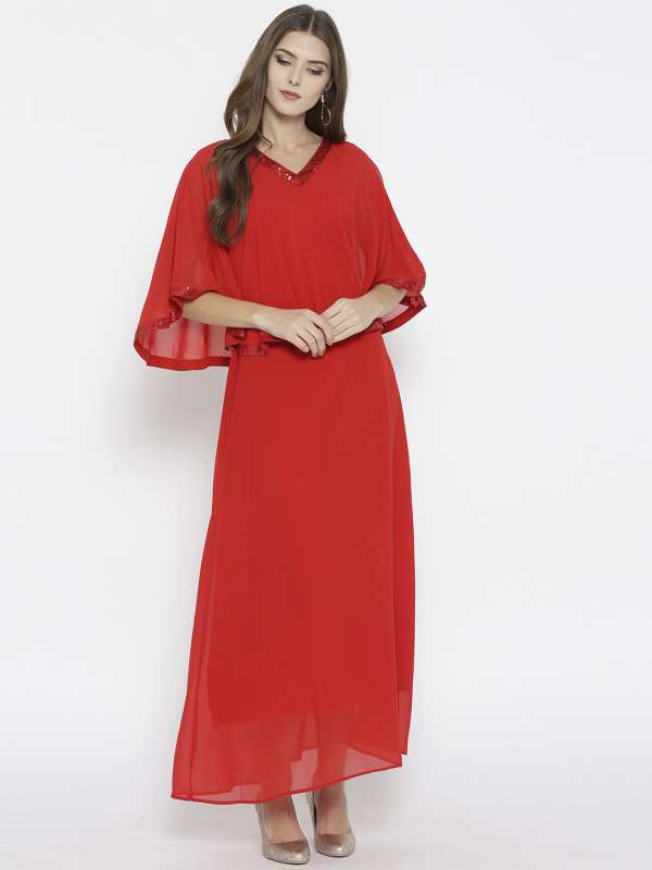 myntra red gown