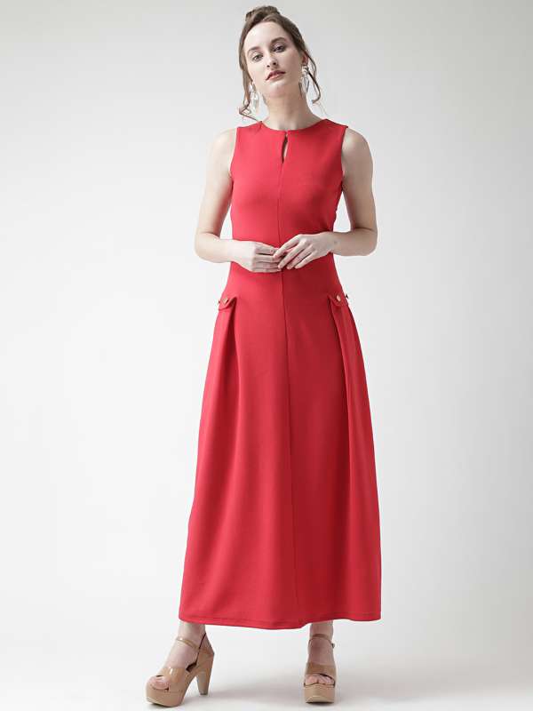 Red sleeveless long dress on sale