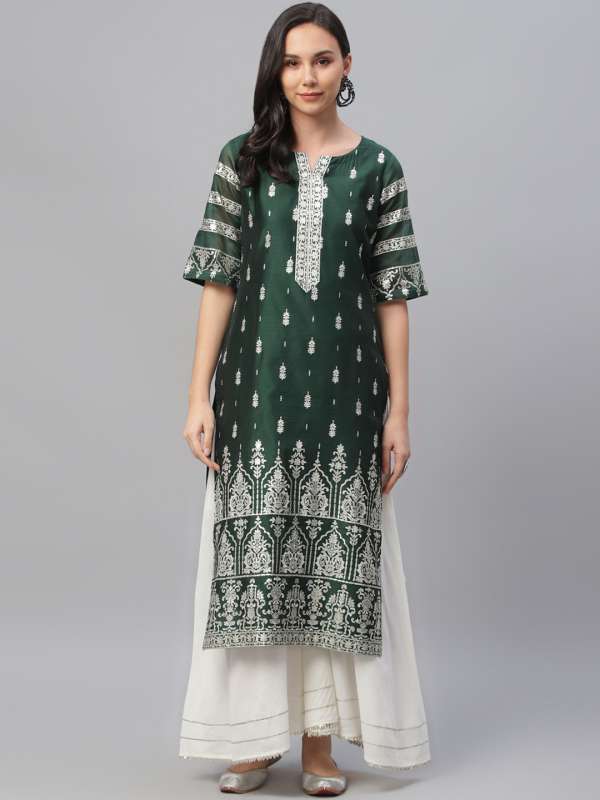 Green Off White Women Kurtas Kurtis Sabhyata Buy Green Off White