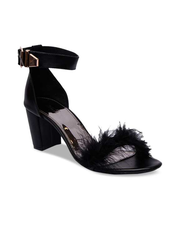 block heels with fur