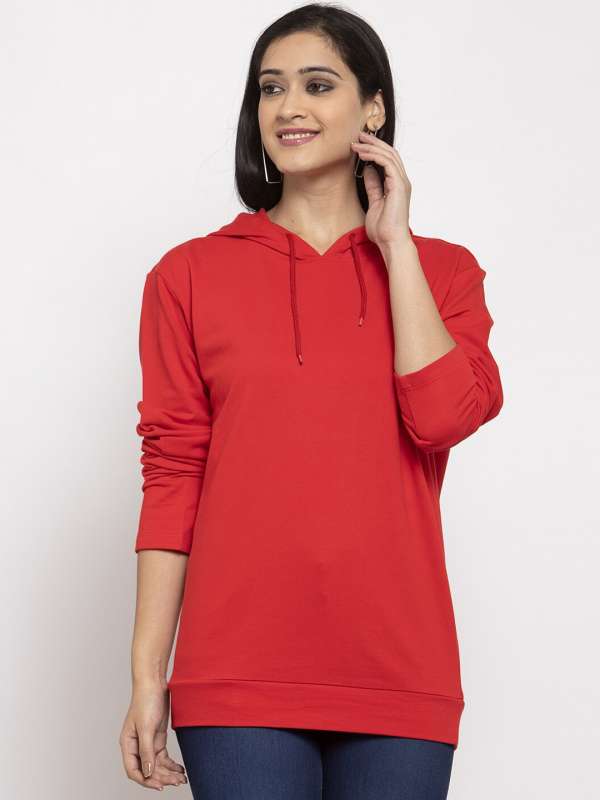 Plain red sweatshirt womens hot sale