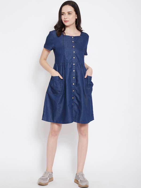 denim one piece myntra