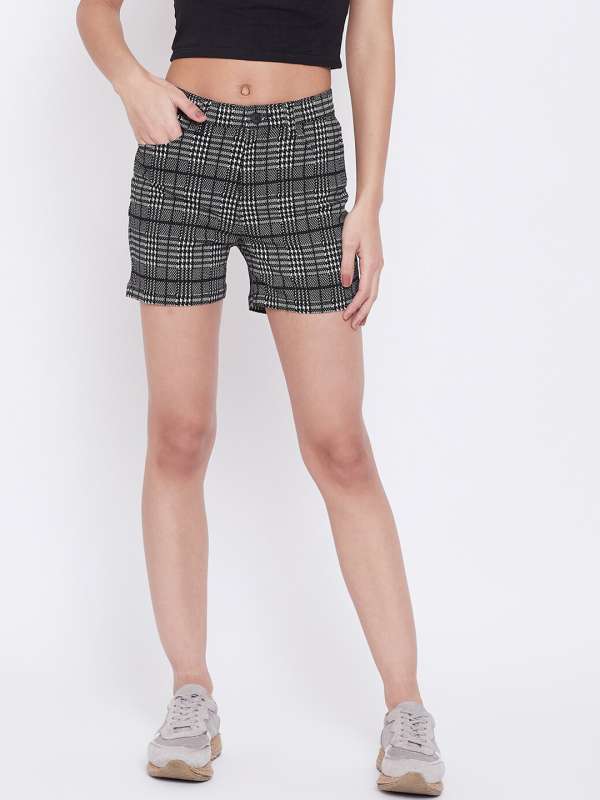 Black white checkered shorts store