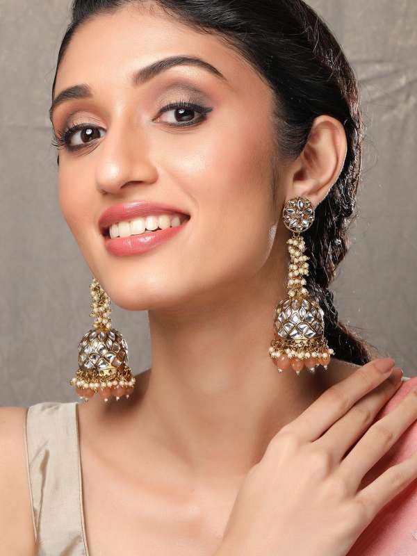 Buy DIVA WALK Gold Toned Contemporary Jhumkas  Earrings for Women 7849947   Myntra