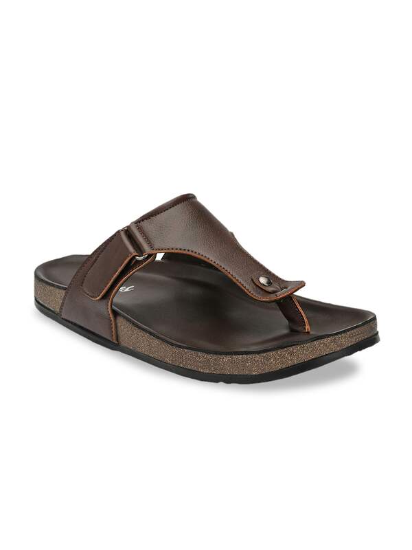 shences brown leather slippers