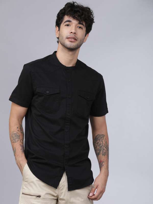 Black Half Sleeve Shirts Buy Black Half Sleeve Shirts Online Myntra