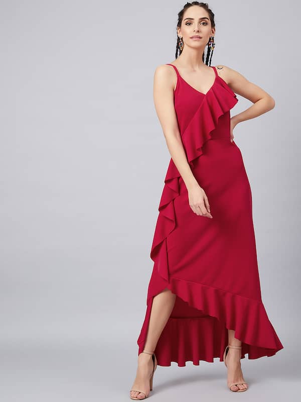 Red Maxi Dress - Buy Red Solid Dress ...