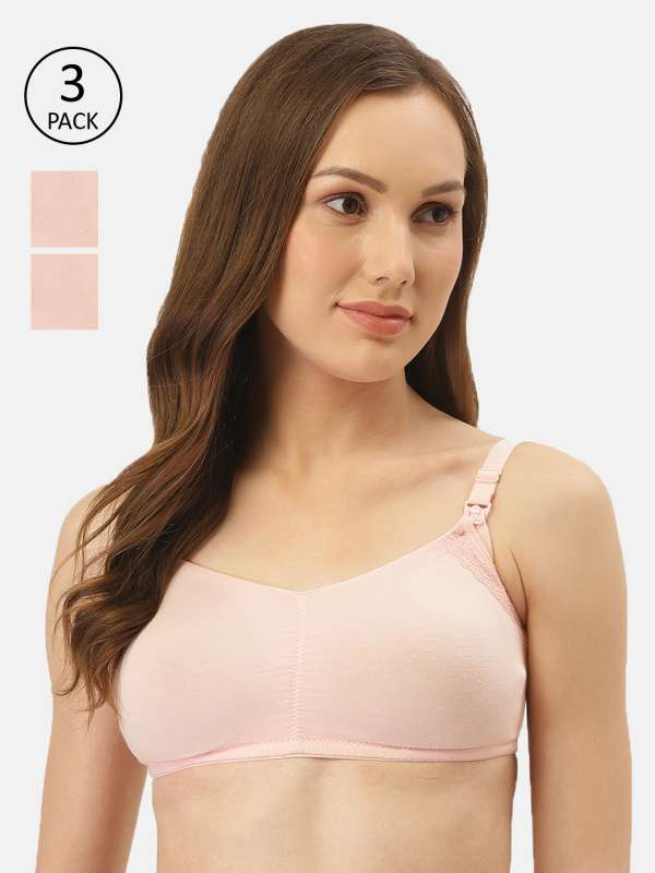 Buy Inner Sense Organic Cotton Antimicrobial Soft Nursing Bra With Removable  Pads - Pack Of 3 -Nude Online
