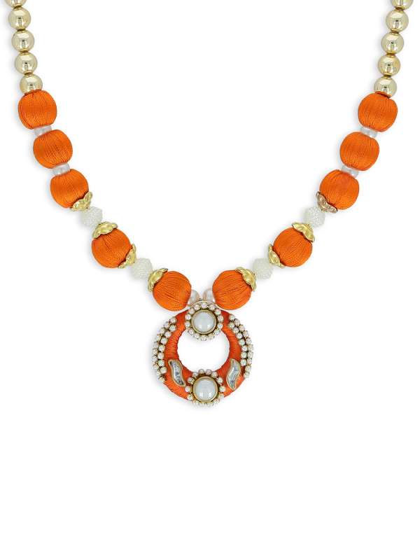 Orange colour necklace store