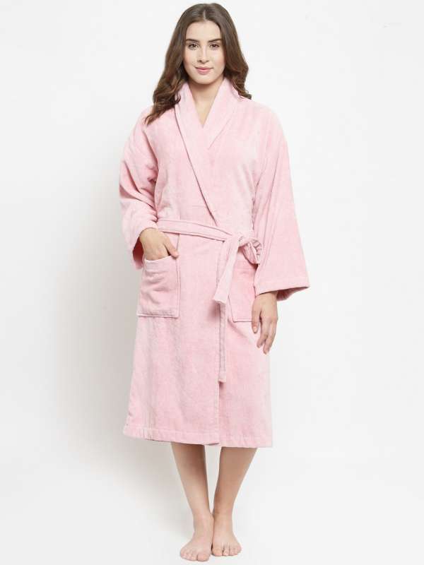 Buy MYTRIDENT Women Grey Solid Bath Robe - Bath Robe for Women 9104837