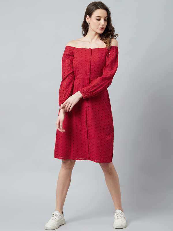 myntra red gown