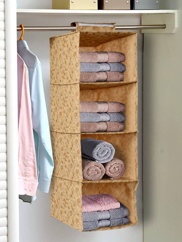 Cream 7 Shelf Hanging Wardrobe Organiser 