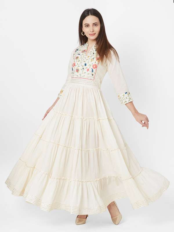 white anarkali frocks