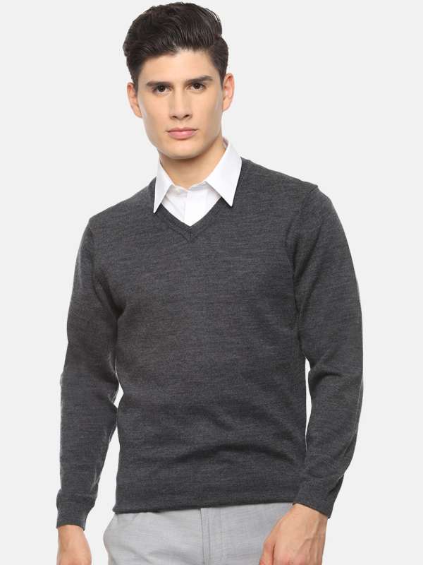 Buy Sweaters Men Grey Solid Sweater online in India