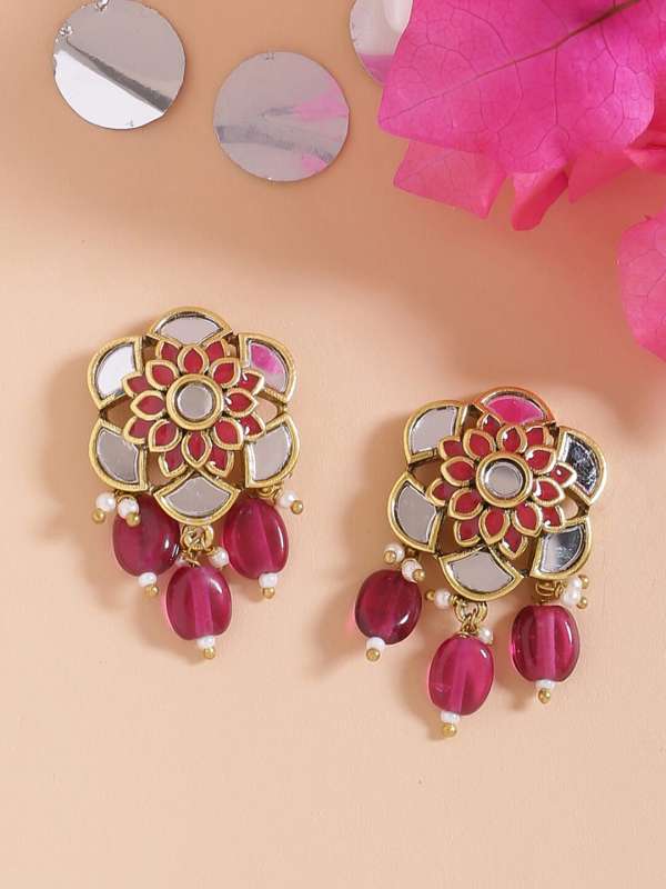 Voylla Golden Brass Earrings Studs Buy Voylla Golden Brass