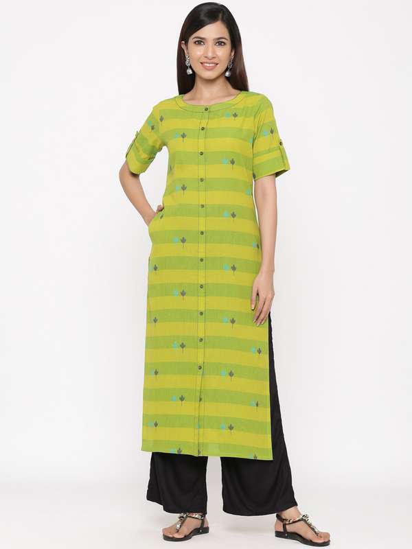 myntra latest long cotton kurtis