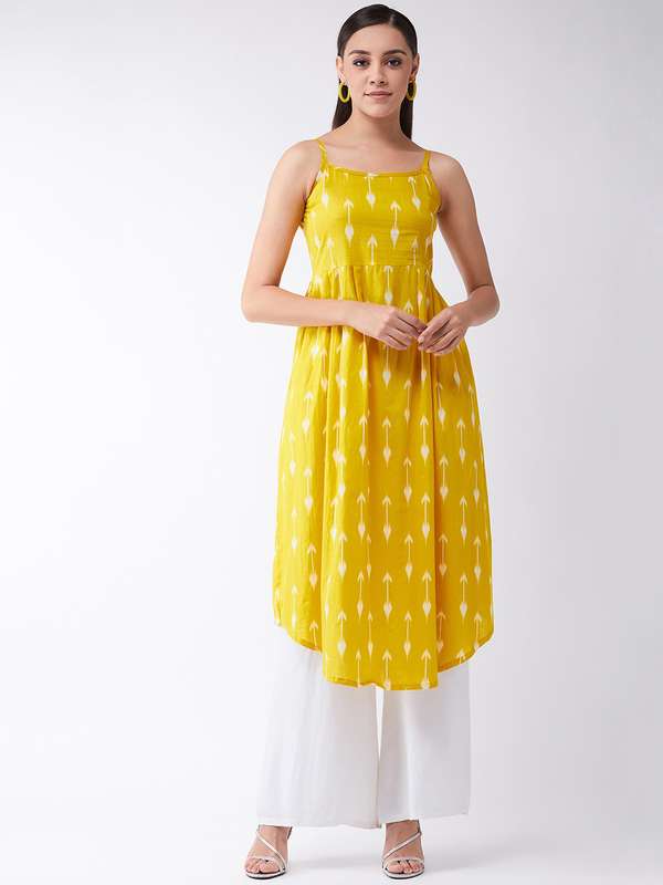 Yellow sleeveless kurta clearance