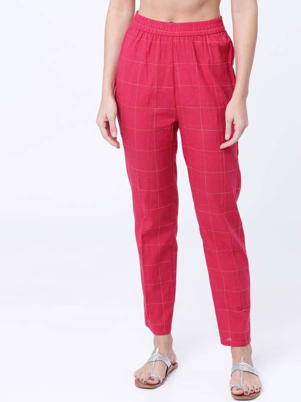 ONLY Bottoms Pants and Trousers  Buy ONLY Women Checked Pink Pants Online   Nykaa Fashion
