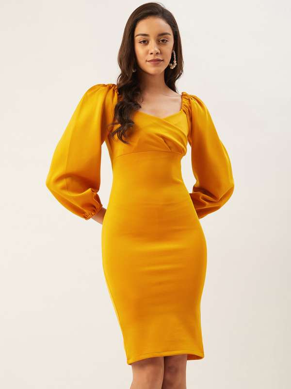 Mustard Yellow Solid Bodycon Dress 5860443.htm Buy Mustard Yellow Solid Bodycon Dress 5860443.htm online in India