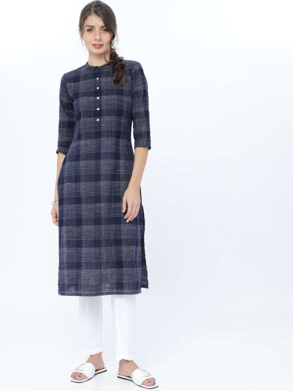 Navy Blue Yellow Women Kurtas Kurtis Haute By Shoppers Stop Buy