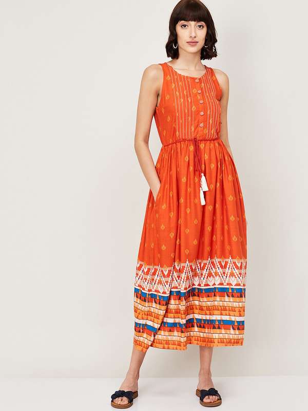 Orange colour dress clearance