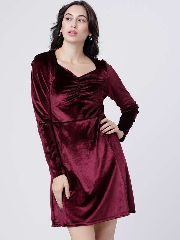 Velvet dress myntra clearance