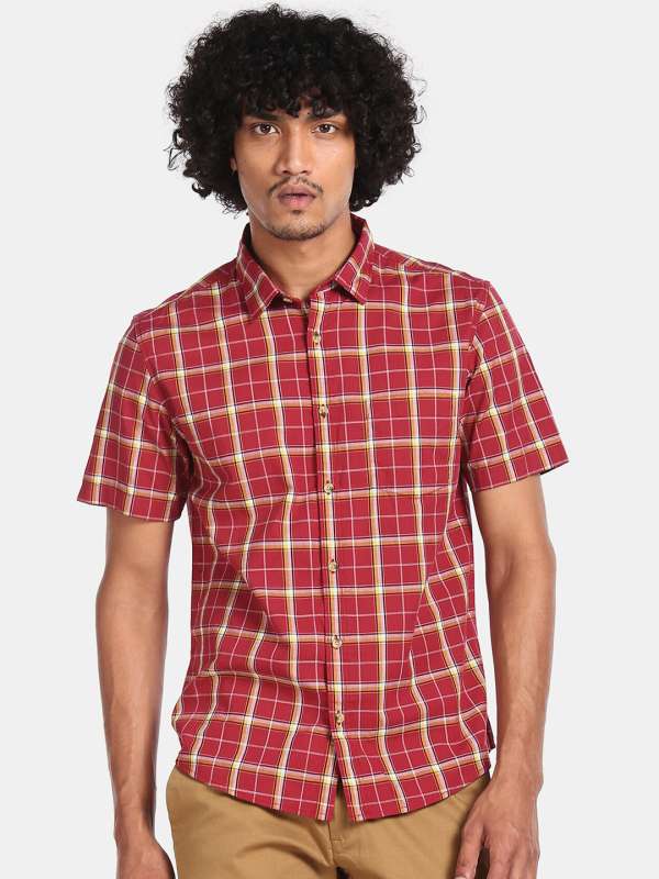 Red and white online checkered shirt