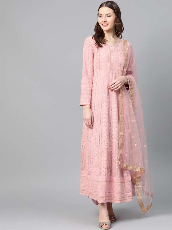 chikan anarkali dress