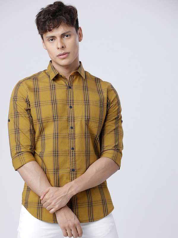 Mustard colour checked shirt Clearance