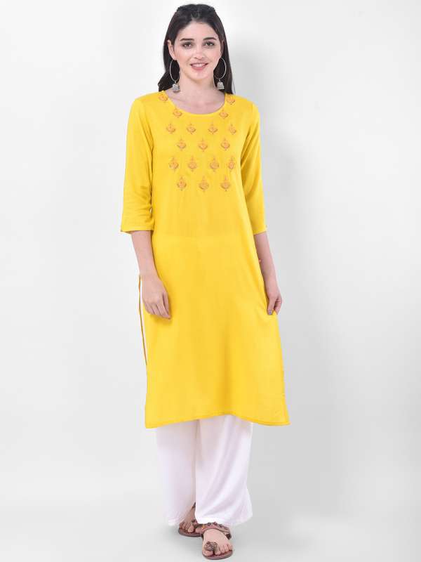 Yellow kurtis cheap on myntra