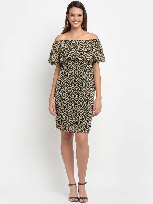Buy Aujjessa Printed Off Shoulder Dress 