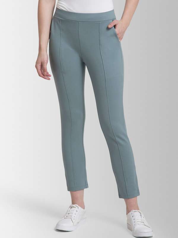 SHOWOFF Trousers and Pants  Buy SHOWOFF Womens Midrise Grey Solid  Regular Fit Cigarette Trousers Online  Nykaa Fashion