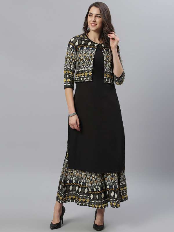 Long kurti with jacket myntra best sale