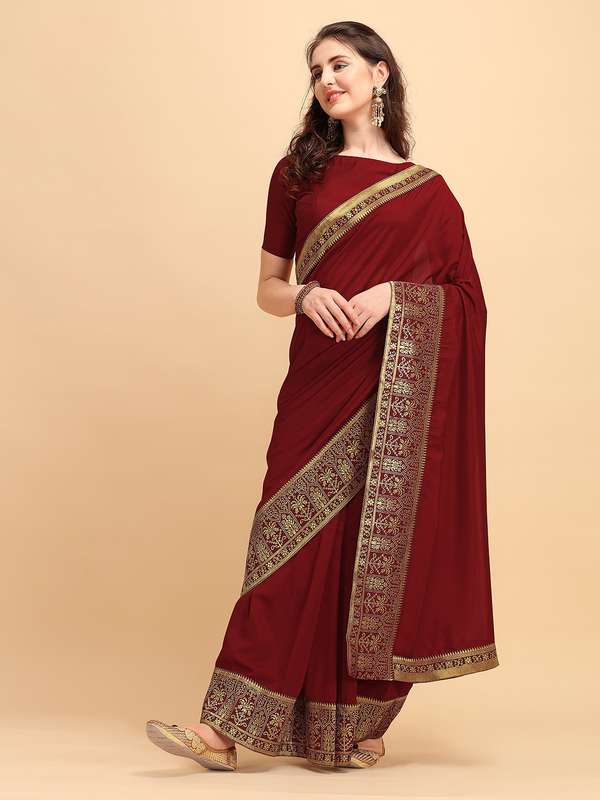 maroon saree myntra