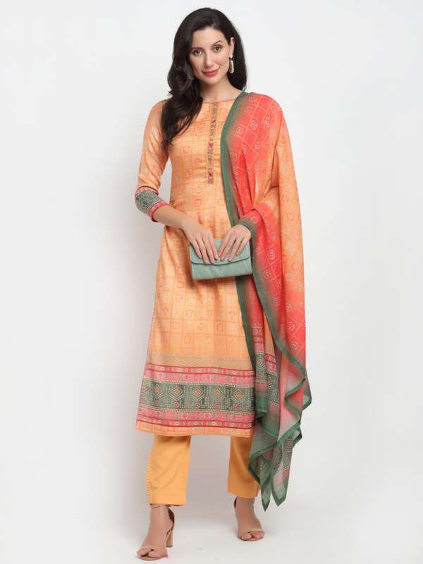 Bandhani dress material online myntra clearance