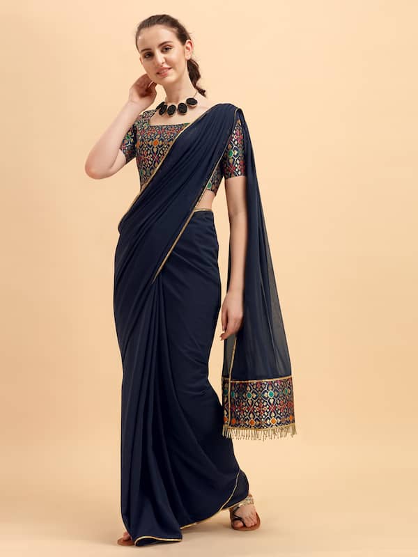 Buy Kyrila Woven Kanjivaram Jacquard, Pure Silk Blue Sarees Online @ Best  Price In India | Flipkart.com