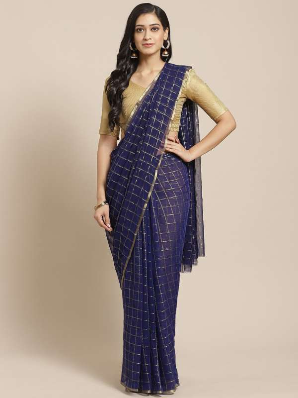 Myntra blue saree online