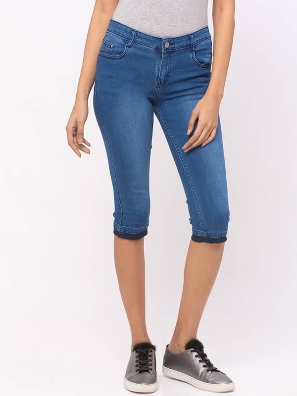 Buy Noir Triple XXX Sexy Womens Ladies Girls Skinny Capri Jeans with Lace  Trim Light Blue from, Sizes UK 6 8 10 12 14 Online at desertcartINDIA