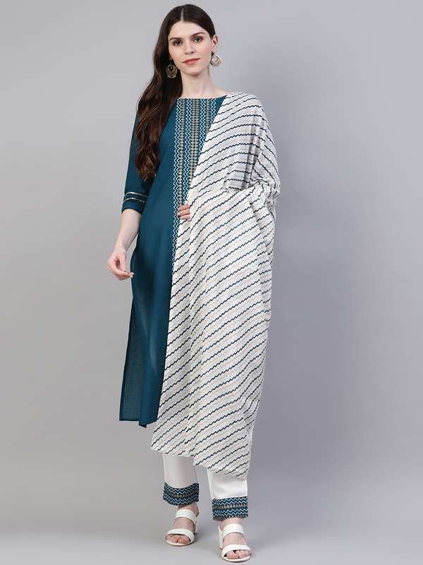 Kurti with pant and dupatta myntra clearance