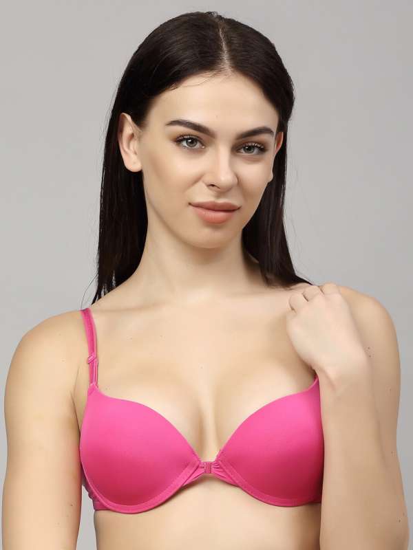 Pink Underwired Half Coverage Heavily Padded Push Up Bra - Buy