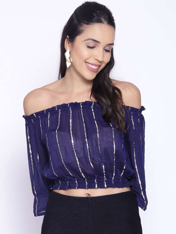 Navy discount bardot top