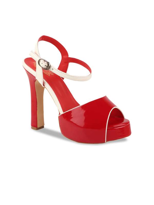 Red open toe hotsell heels with ankle strap