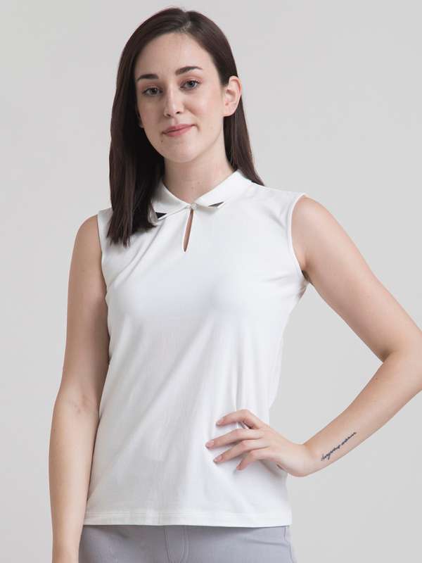 white polo neck t shirt