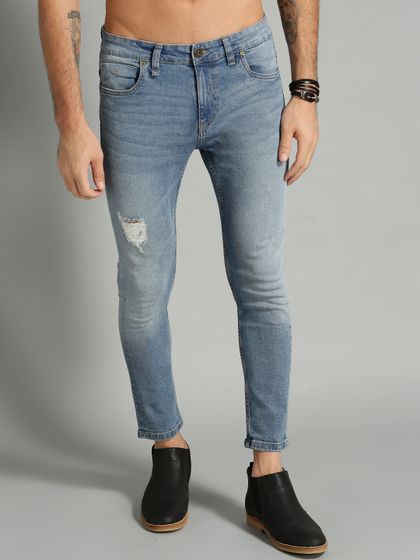 Buy REALM Men Navy Blue Skinny Fit Mid 