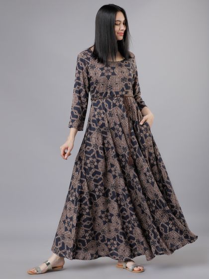 Vishudh black printed maxi dress cheap
